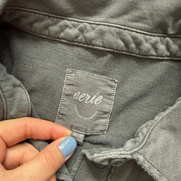 Aerie Take It Easy Vintage Popover Polo Sweatshirt Collared Oversized - Picture 3 of 3